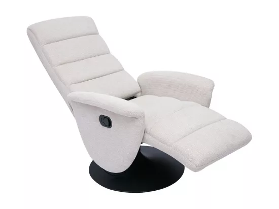 Fauteuil pivotant relax manuel en tissu chenille beige NELSON
