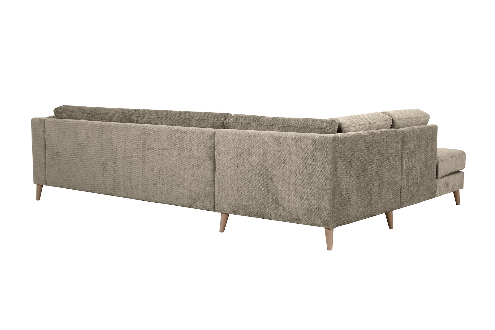 Edda hjørnesofa 3 seter med åpen ende venstre. Tekstil Movie 13/1 Light Khaki, ben 8, armlen G.