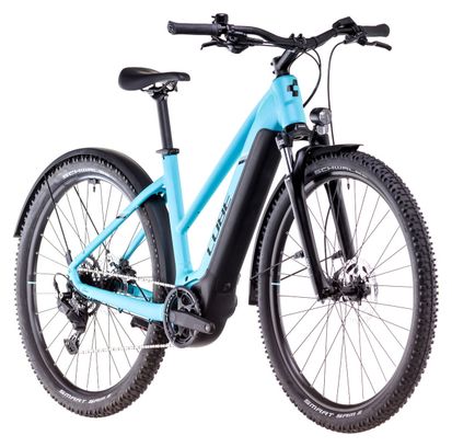 VTC Électrique Cube Nuride Hybrid Performance 500 Allroad Trapeze Shimano Cues 9V 500 Wh 29'' Bleu Swimming Pool 2025