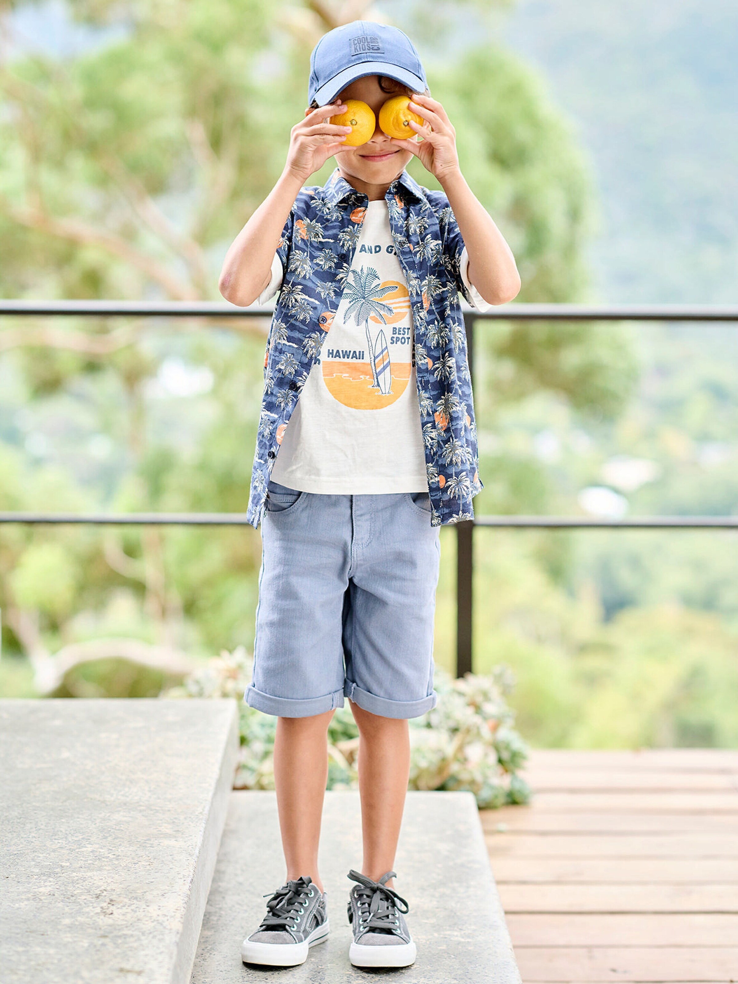 Vertbaudet Jungen Shorts, Bundweite verstellbar graublau