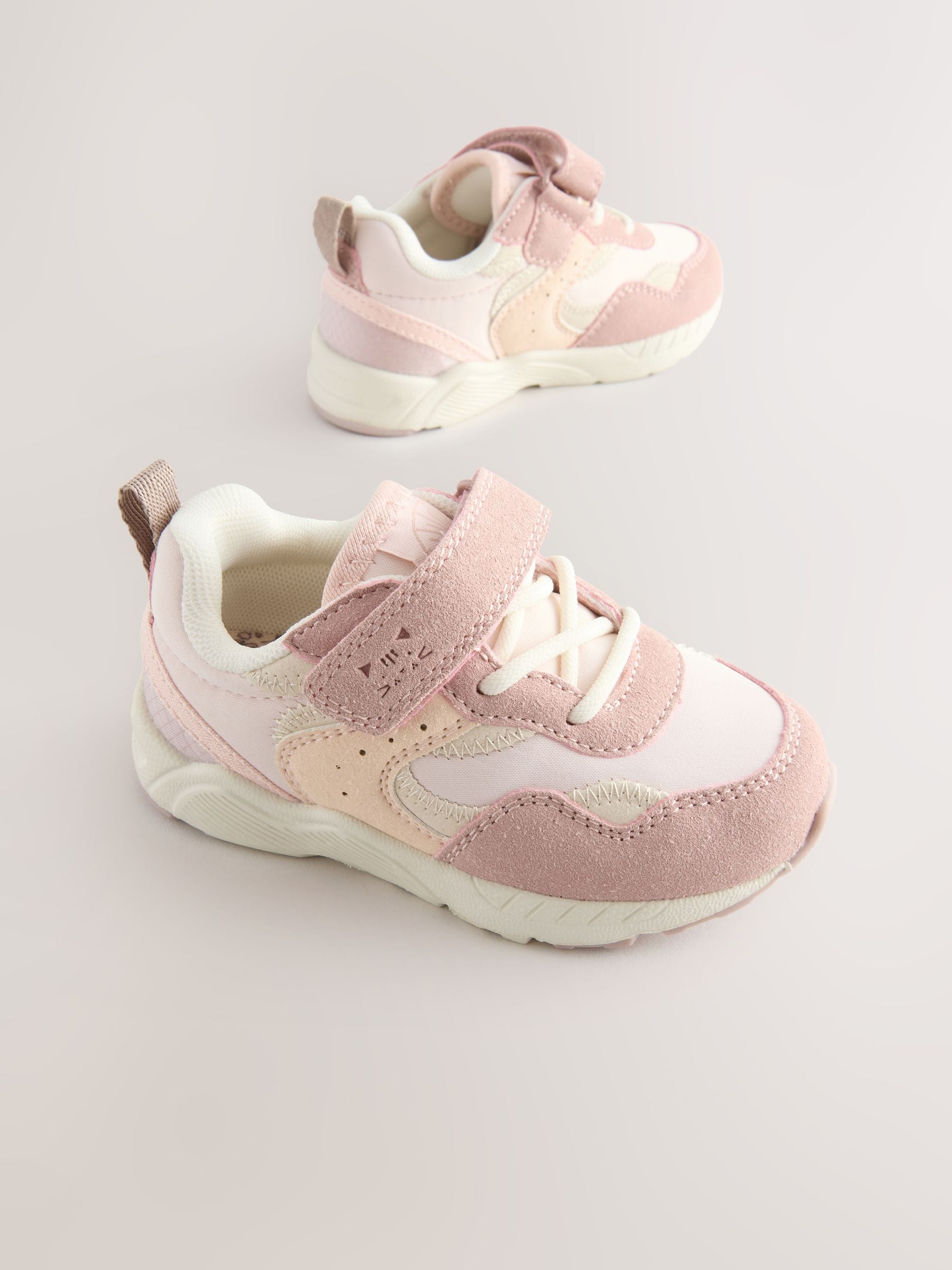 Roze - Sneakers met elastische veters en klittenbandsluiting