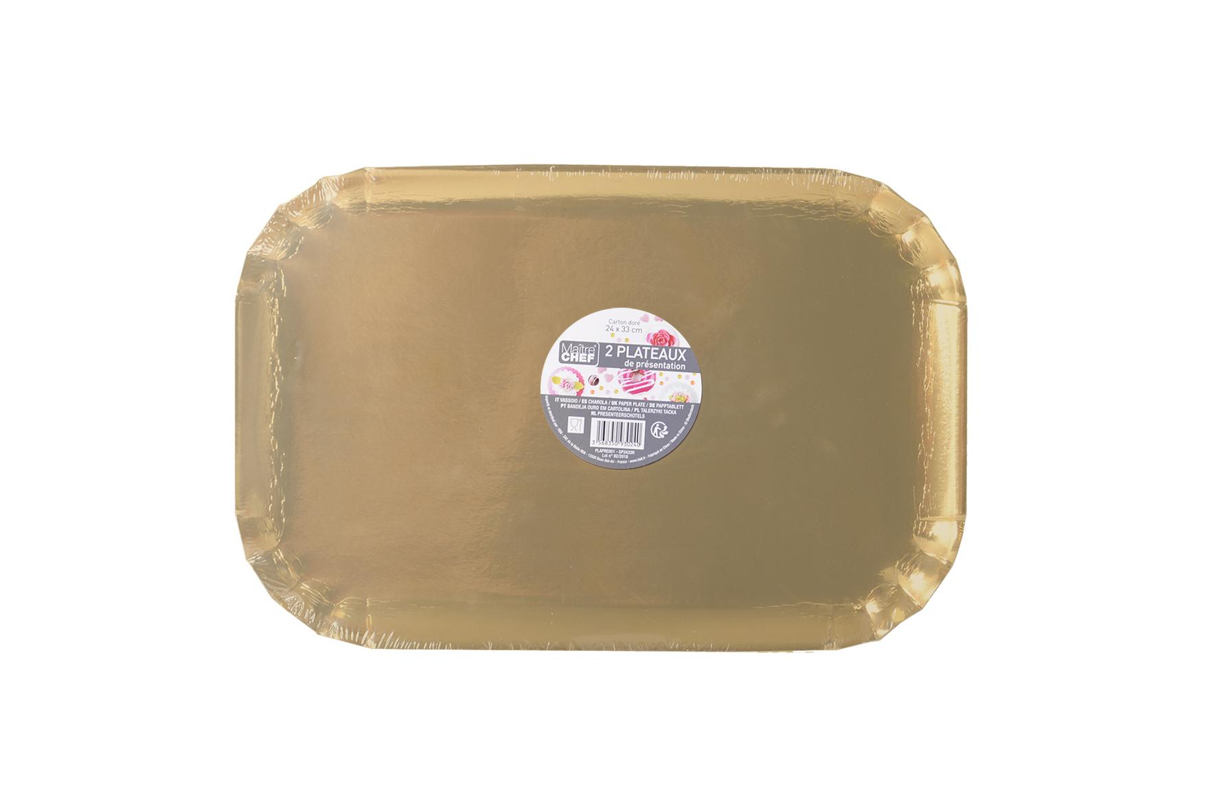 SET 2 PLATEAUX DE PRESENTATION DORE 24X33CM
