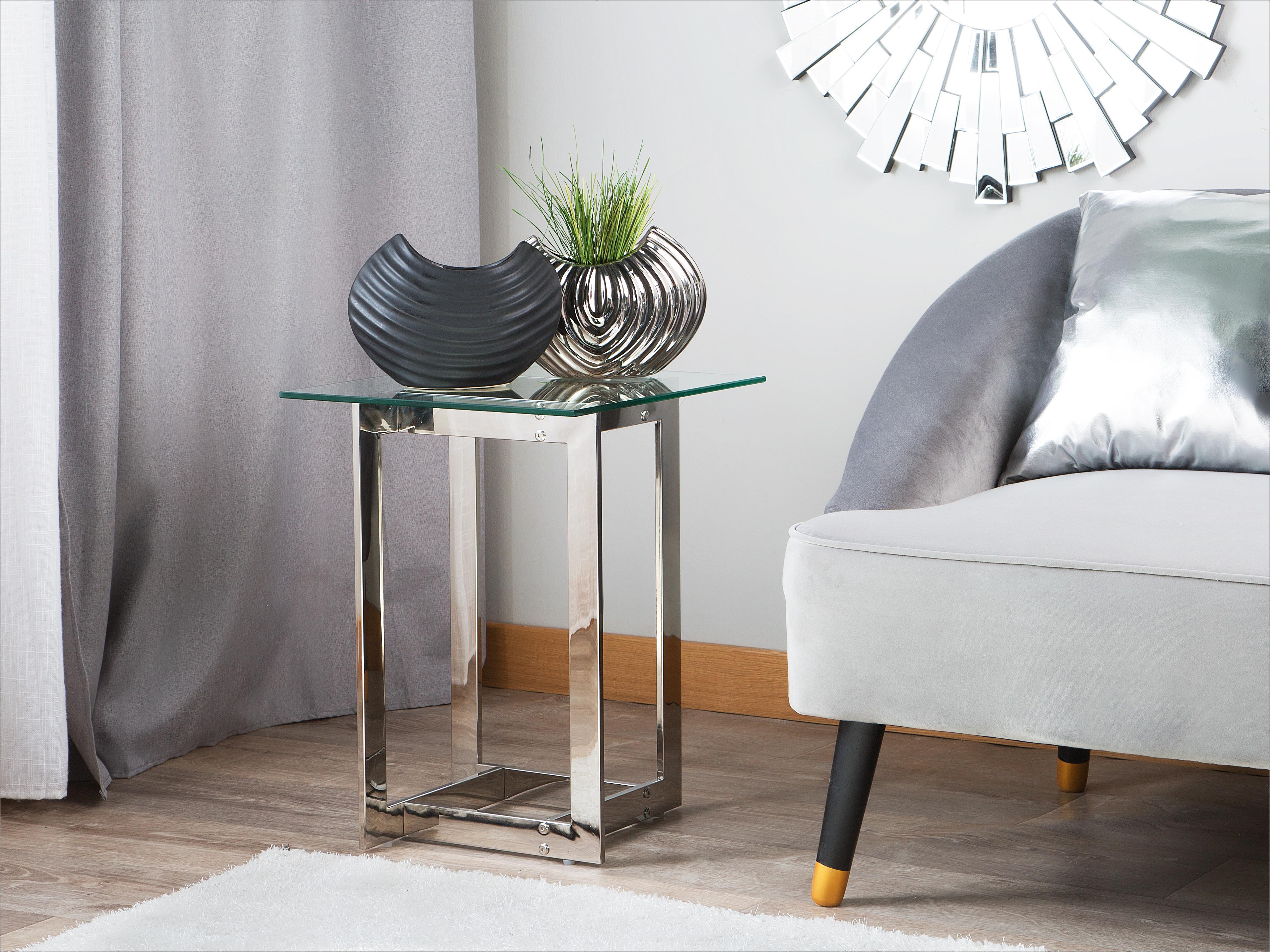 Bijzettafel CRYSTAL Veiligheidsglas Zilver