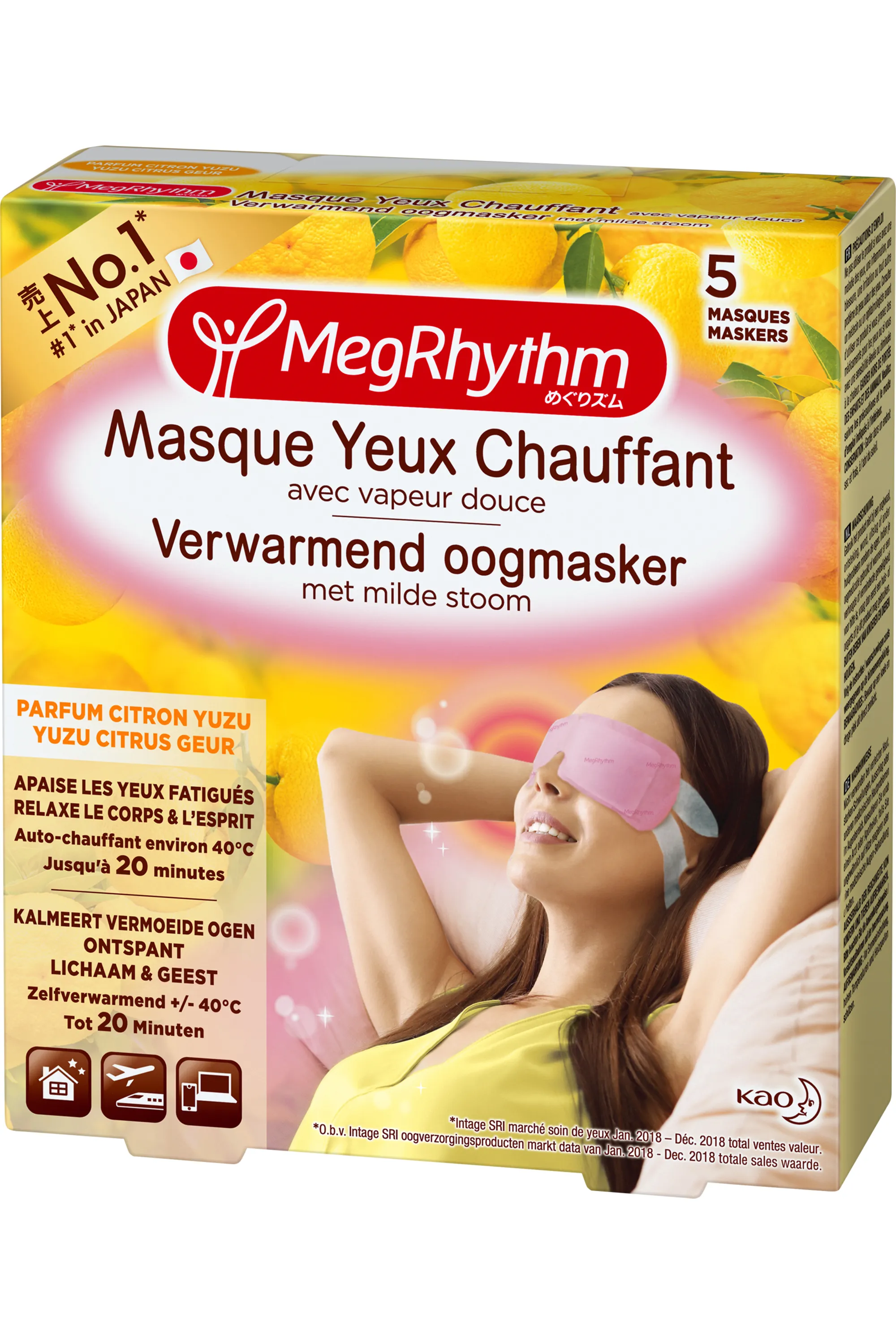 MegRhythm Masques yeux chauffants parfum citron yuzu