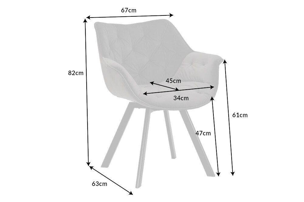 riess-ambiente Stuhl THE DUTCH COMFORT - drehbar grau Samt mit Armlehnen Modern Design Metallbeine