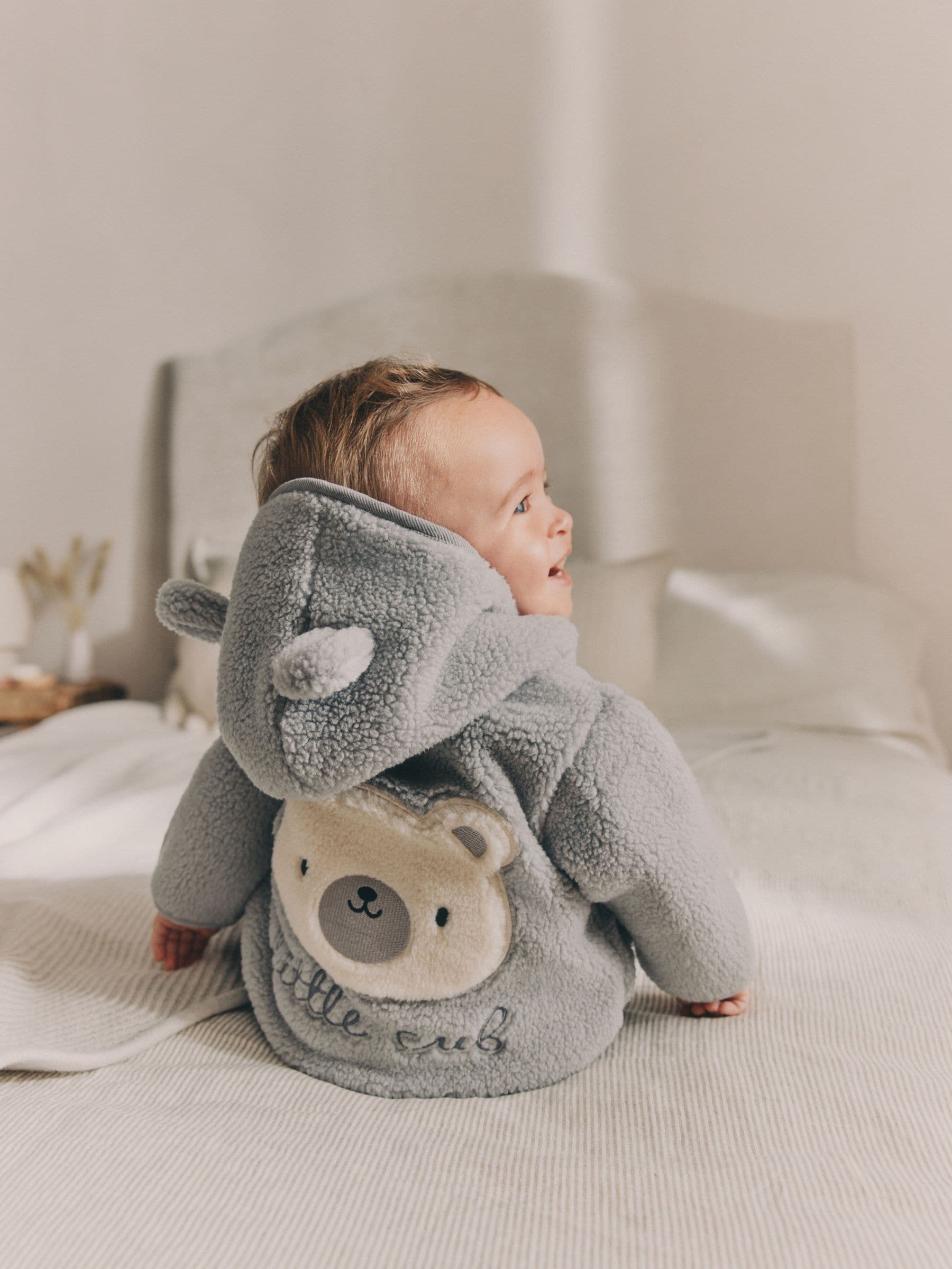 Grijze beer - Knusse Borg Fleece Babyjack