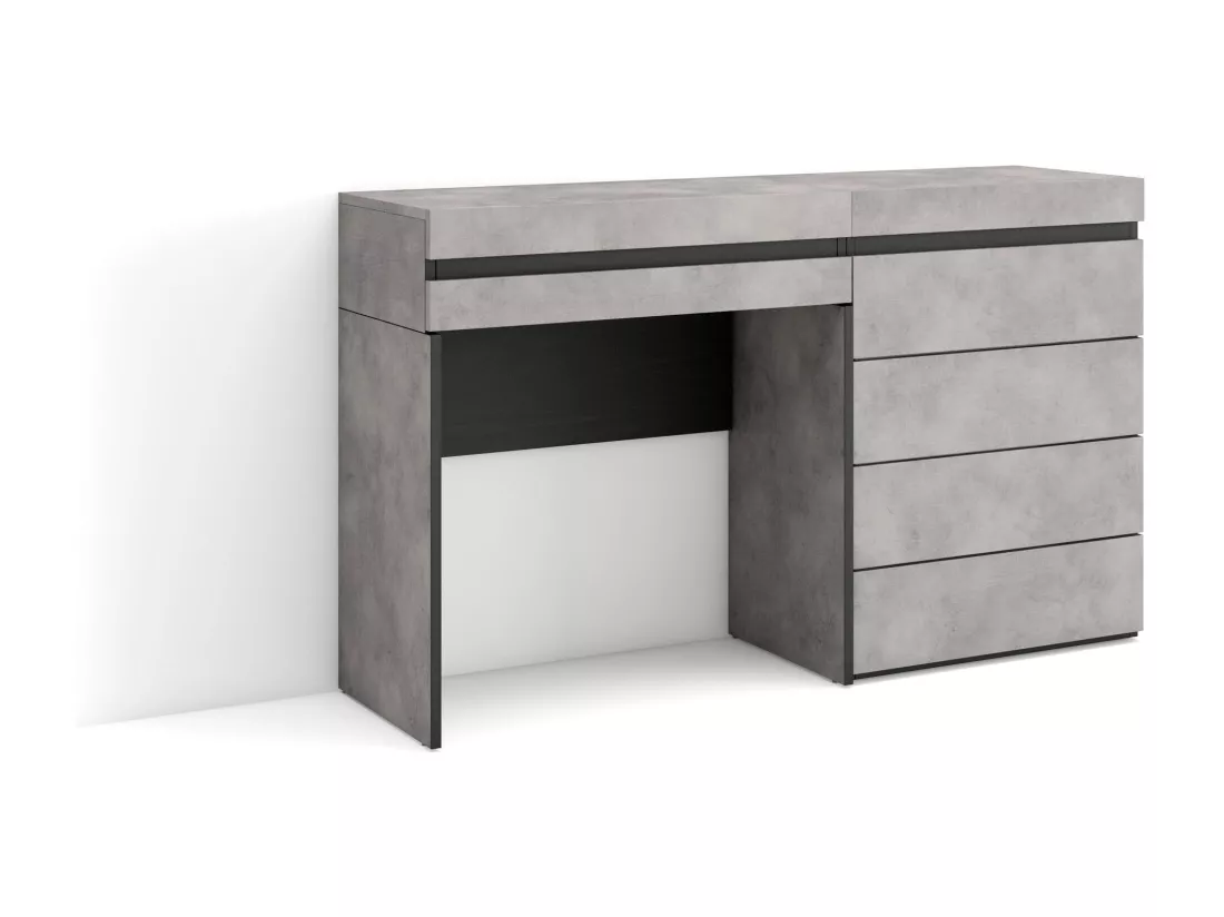 Coiffeuse, 127x35x75 cm, Avec tiroir, Commode, Buffet, Ciment