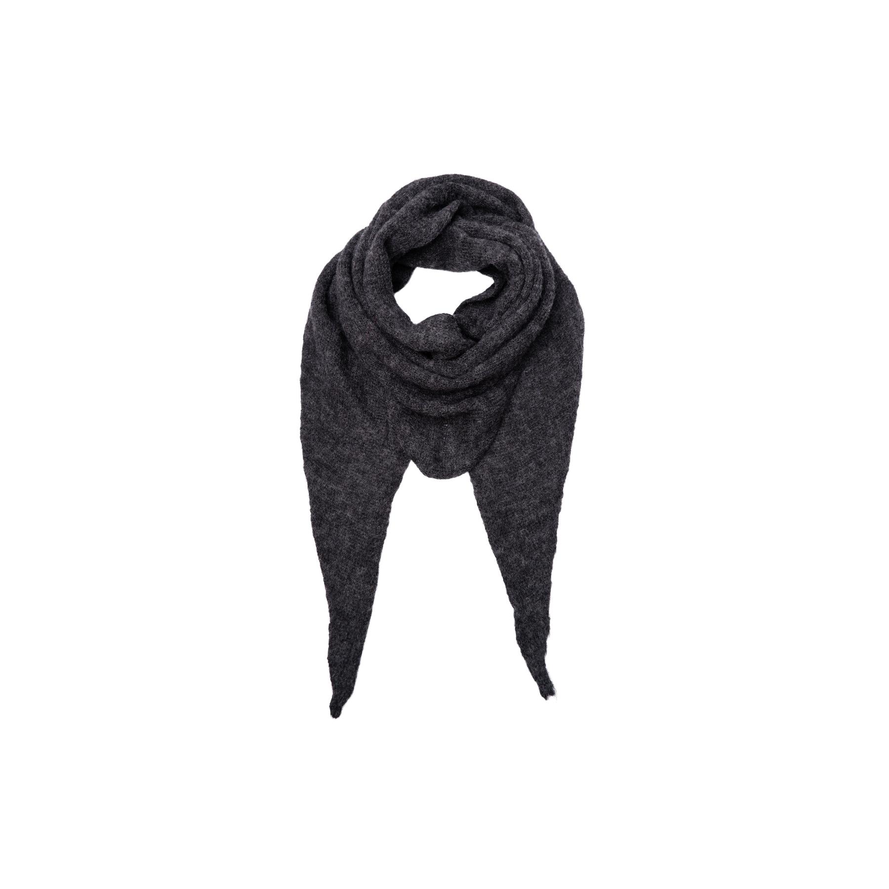 Black Colour  Dell strikket tørklæde, medium - Dark Grey Melange