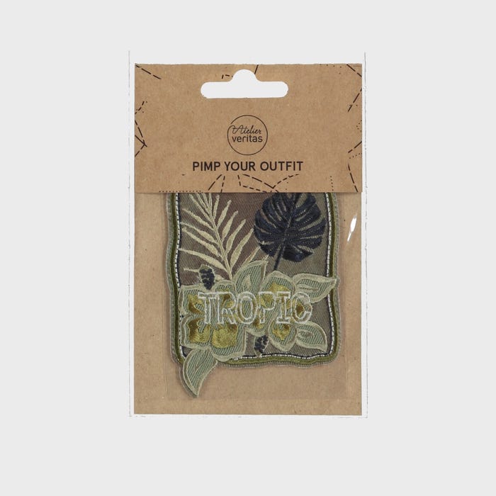 Atelier Veritas-Patch 'tropic' met palmbladen 6,8x8cm