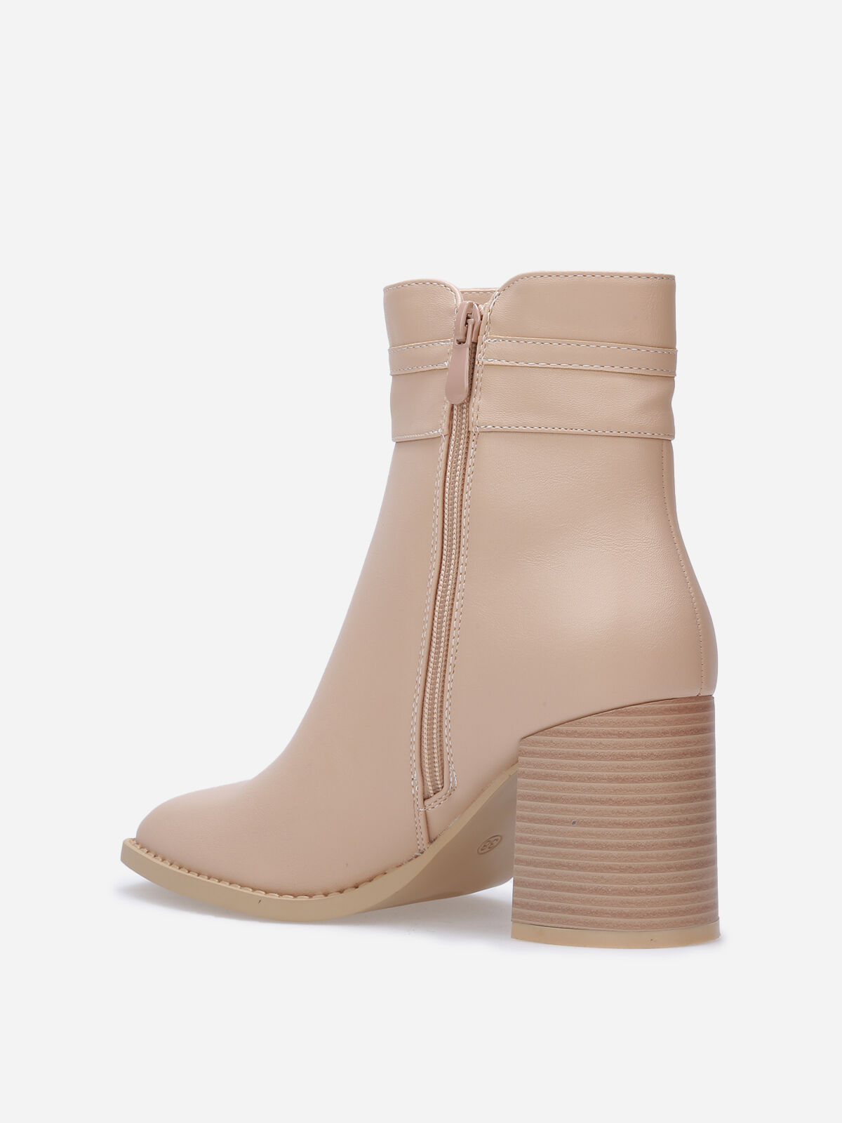Bottines à talon carré et mors doré- Taupe