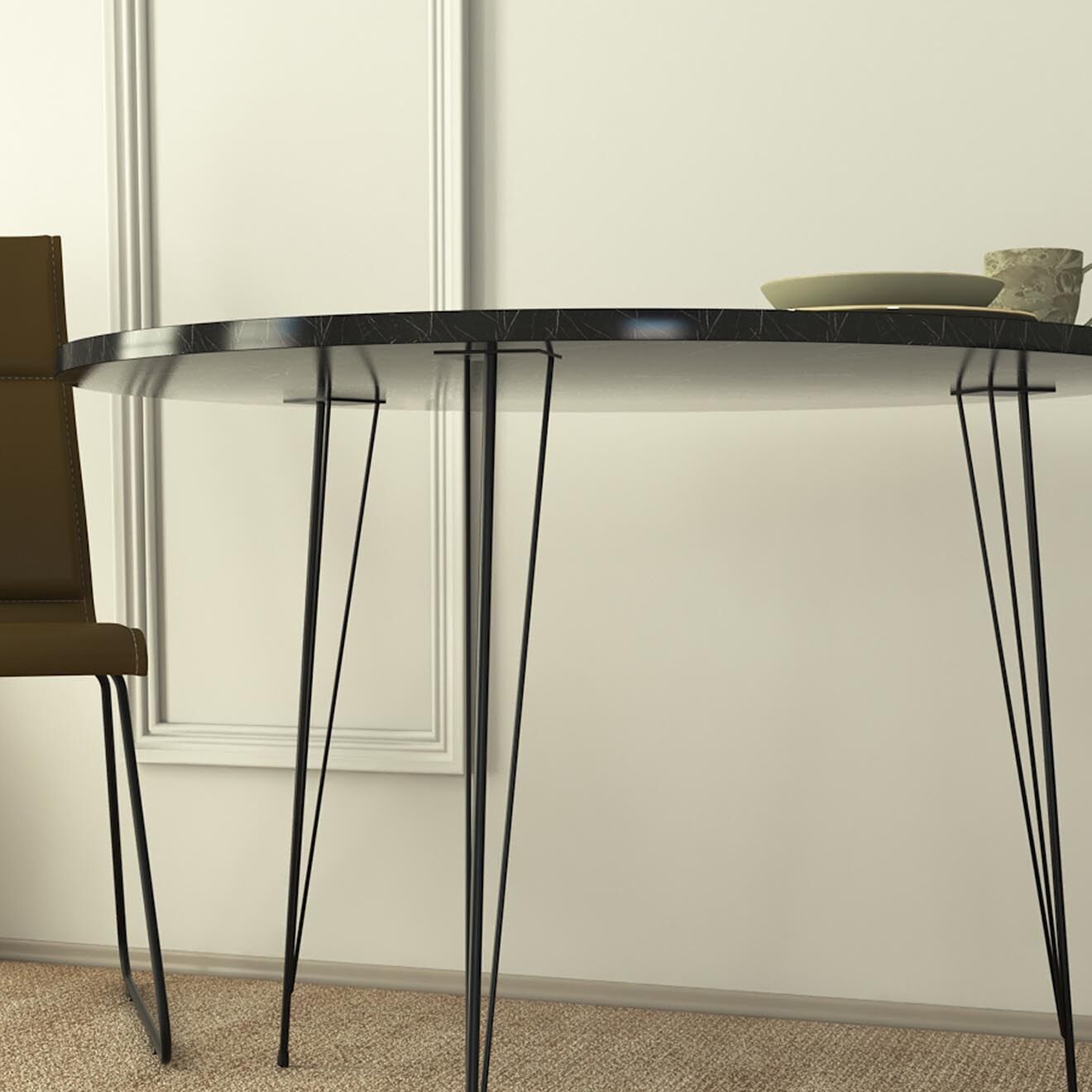 Wooden Art Table sandalf noir/blanc - 90x75x90 cm