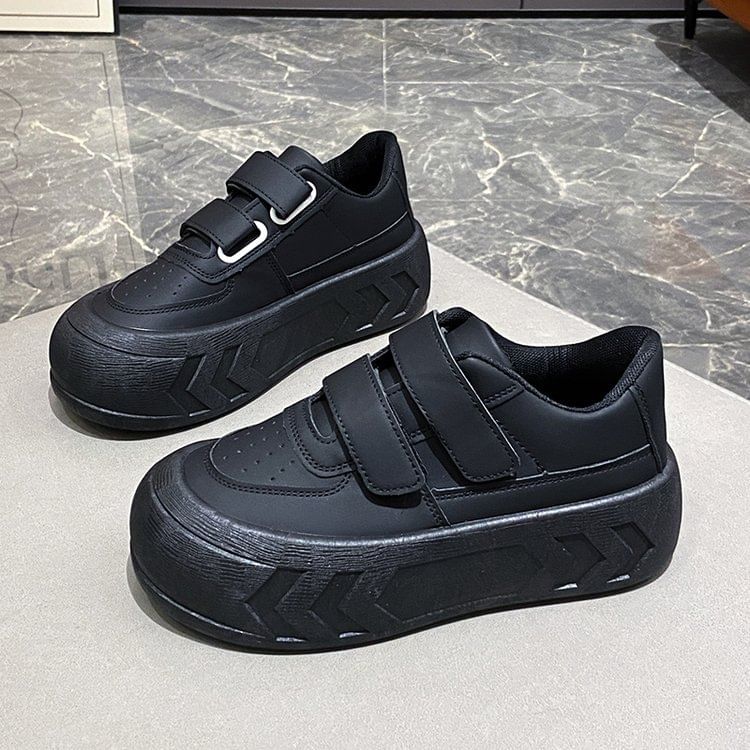 Asterisk - Platform Adhesive Strap Plain Kunstleren Sneakers