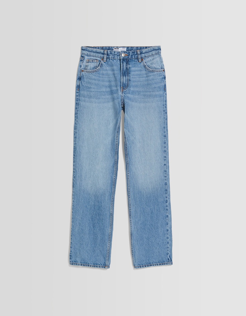 calça jeans de corte reto