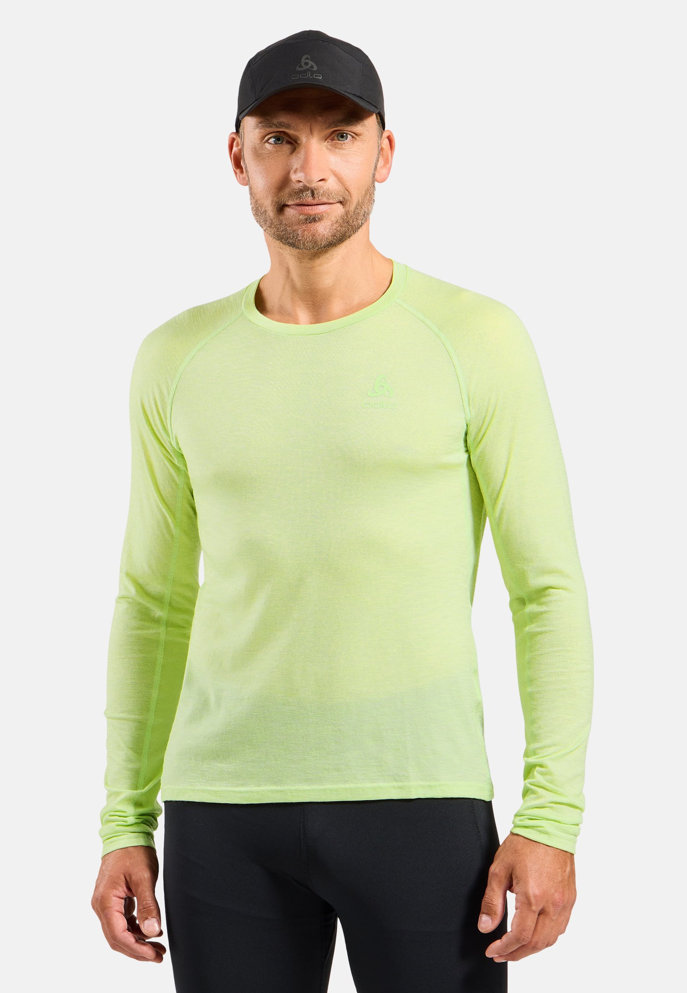 Langärmeliges X-Alp Performance Wool 115 Trailrunning-Shirt in shadow lime melange