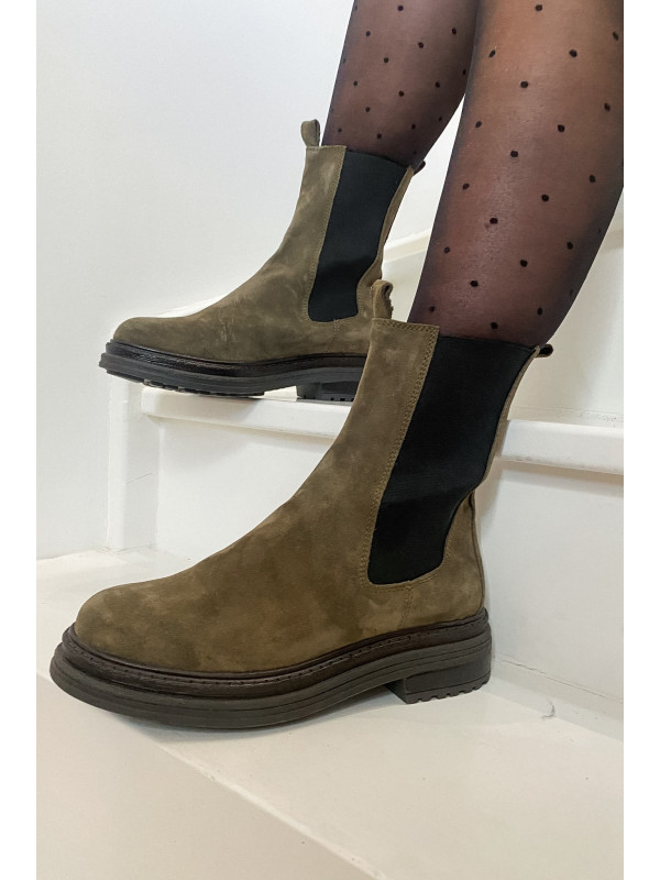 Aliwell - Bottines KIRA Velours Kaki