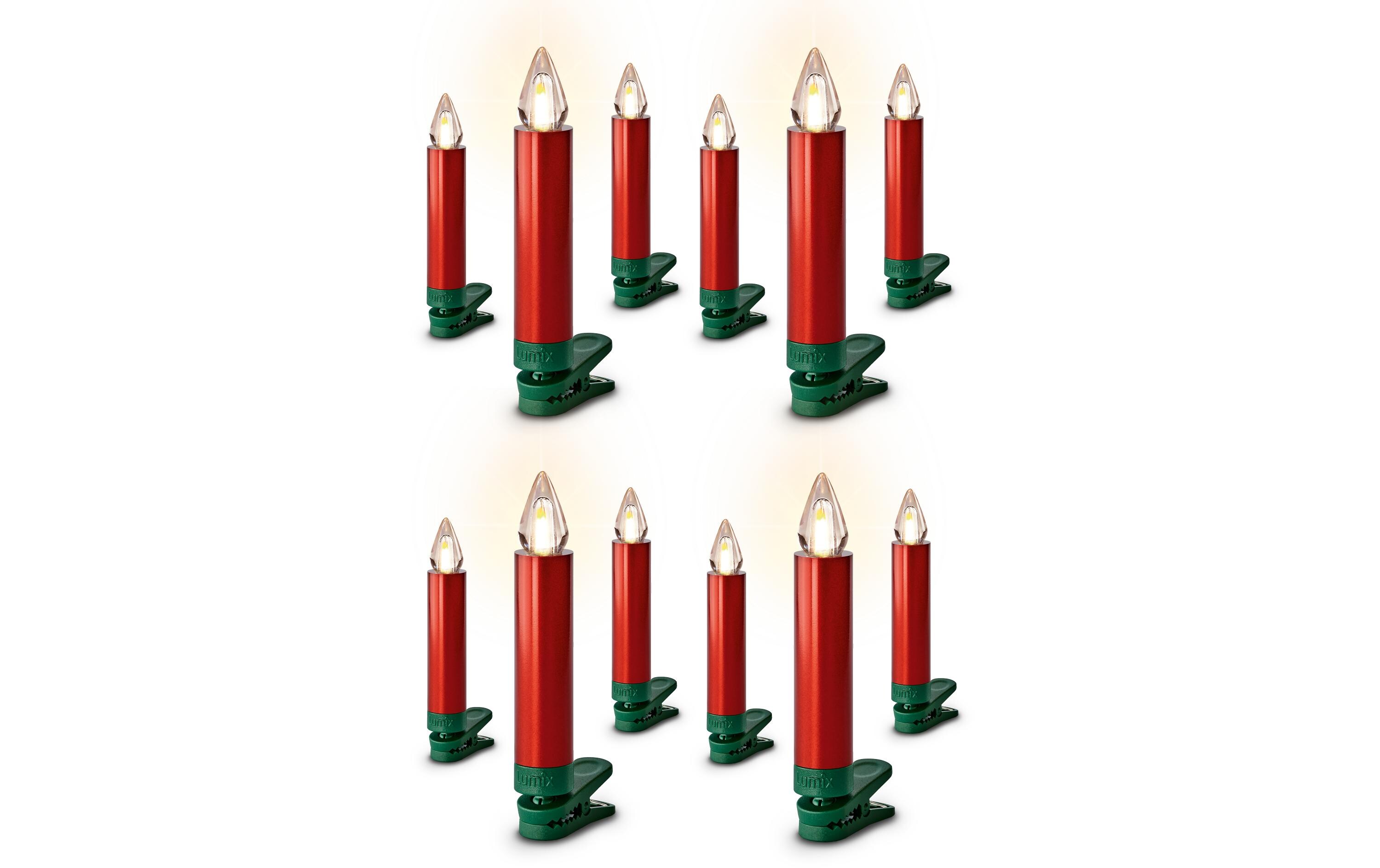 LED Baumkerze SuperLight Flame, Rot, 12er-Starter SetLED Christbaumkerze mit Fernbedienung