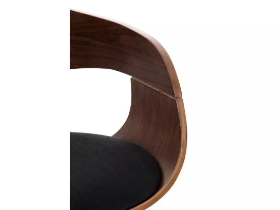 Lot de 2 Tabouret de bar - Tissu & Métal chromé - Noyer / Noir - Kingston