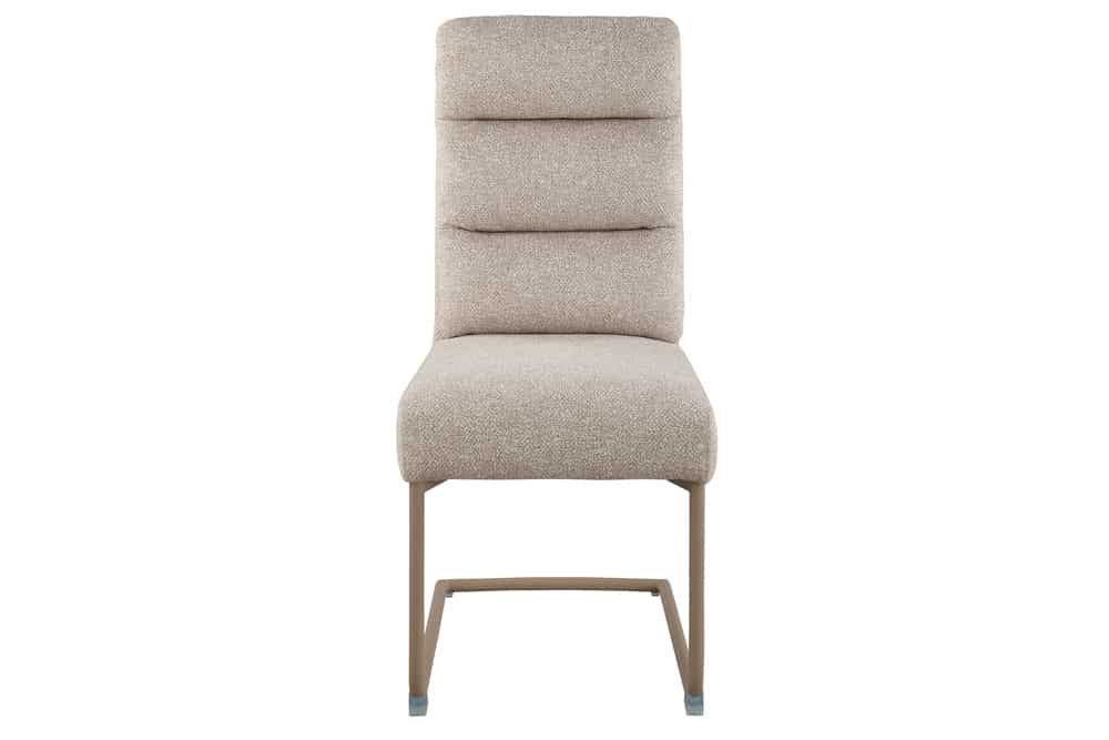 Design Freischwinger Stuhl COMFORT beige Strukturstoff mit Metallgestell