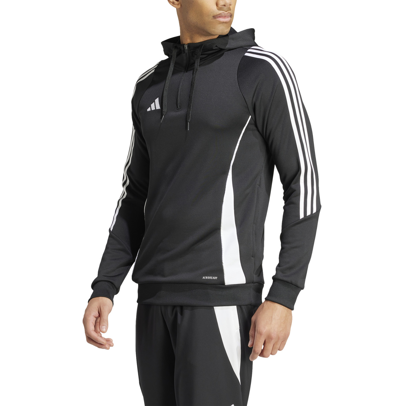 Adidas Tiro 24 Hooded Trainingstrui 1/4-Zip Zwart Wit
