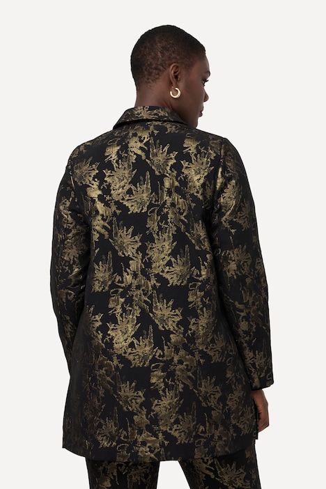 Jacquard-Jacke, Gold-Design, Hemdkragen, Langarm