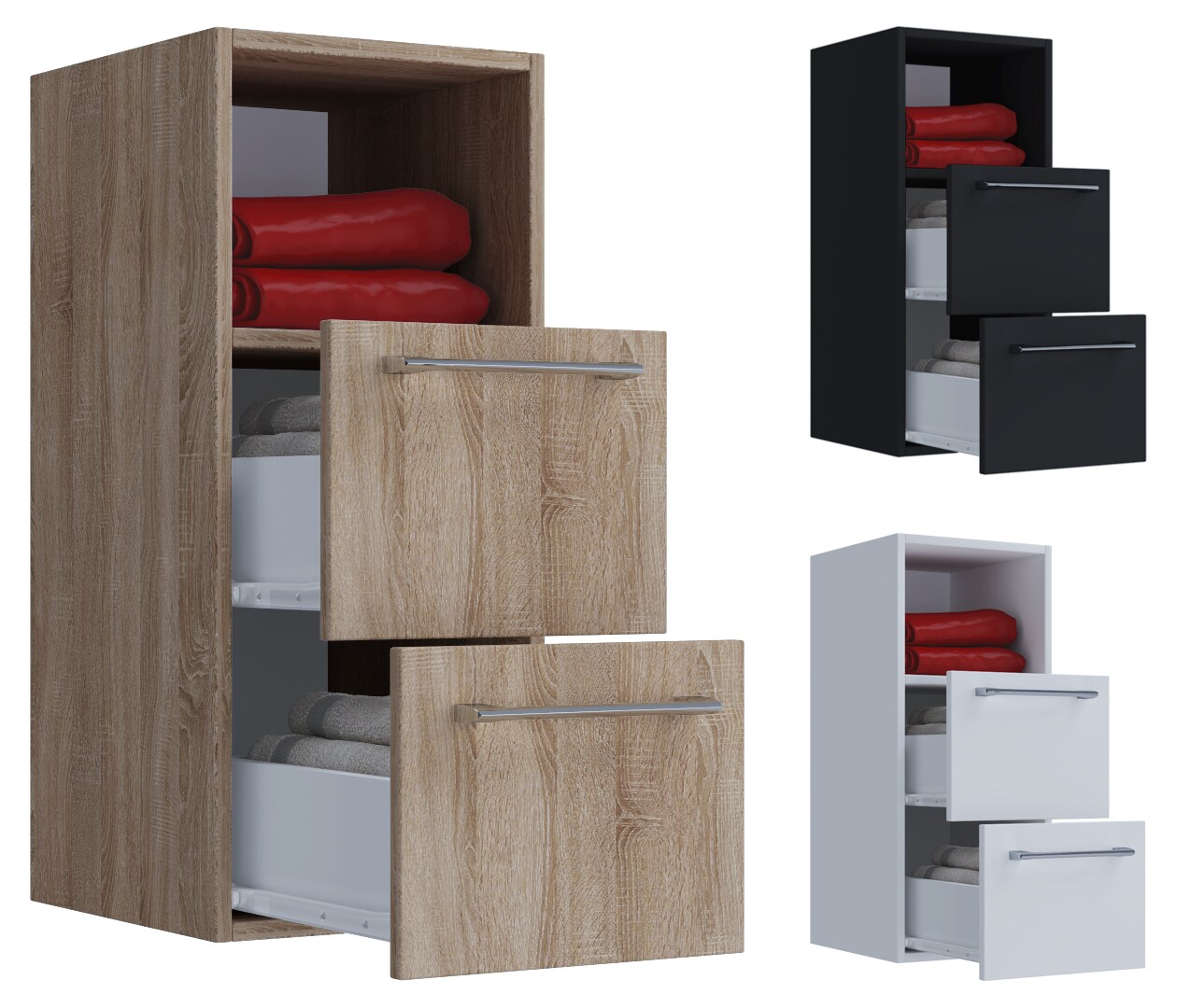 VCM Holz Badmöbel Wandregal Midischrank Badregal Badschrank Badezimmer Schublade Badinos S
