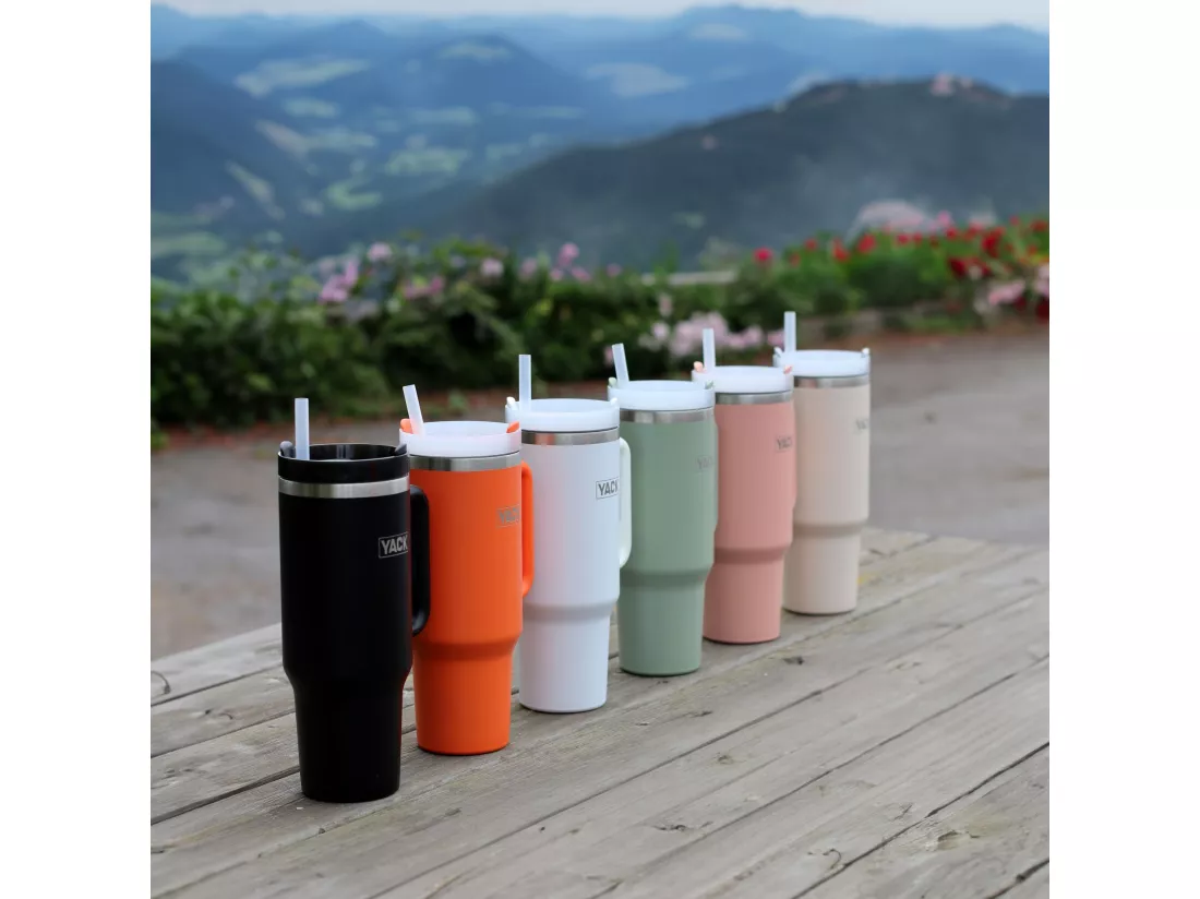 Yack - Gobelet Yack 1.2l En Acier Inoxydable Vert Avec Couvercle Et Paille