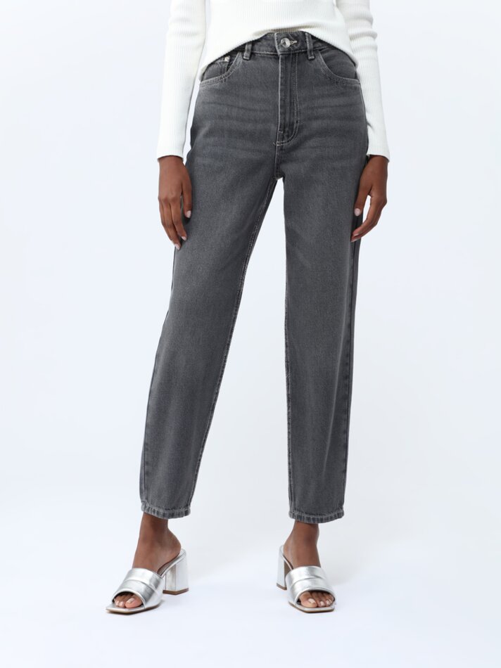 Calça jeans estilo Mom Fit - Cinza Azulado