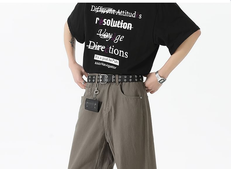 AXEN - Mid Rise Plain Loose Fit Jeans