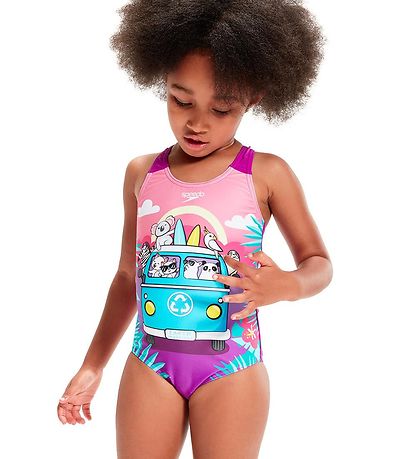 Speedo Bådedragt - Digital Printed - Pink/Lilla/Bl?