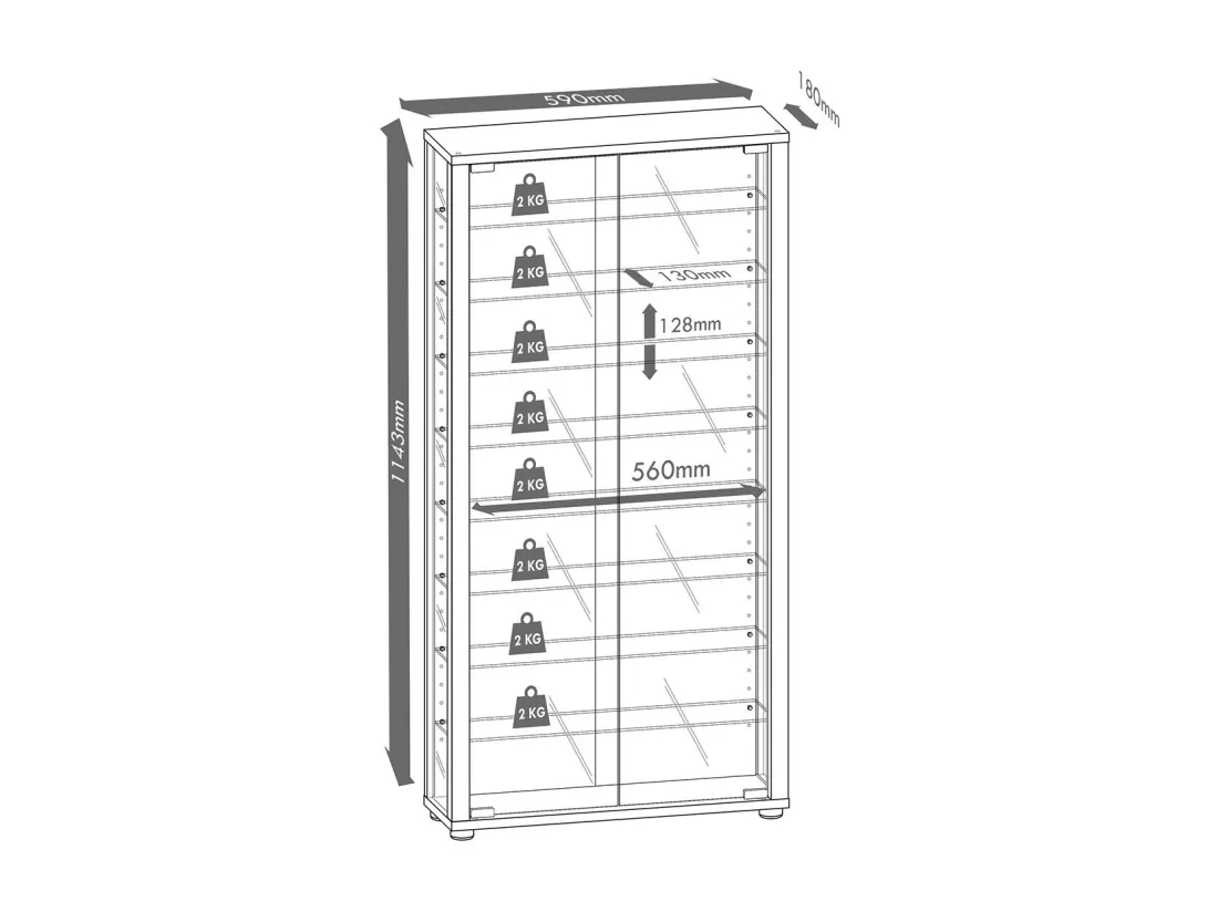 Bois Verre Vitrine Lumo Maxi