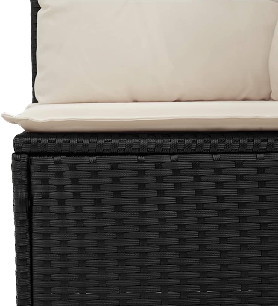 vidaXL Gartensofa mit Kissen 3-Sitzer, Sofa mit Staufach unter Sitzfläche, Terrassensofa mit abnehmbarem waschbarem Bezug, Gartenmöbel Terrassenmöbel, Schwarz Poly Rattan
