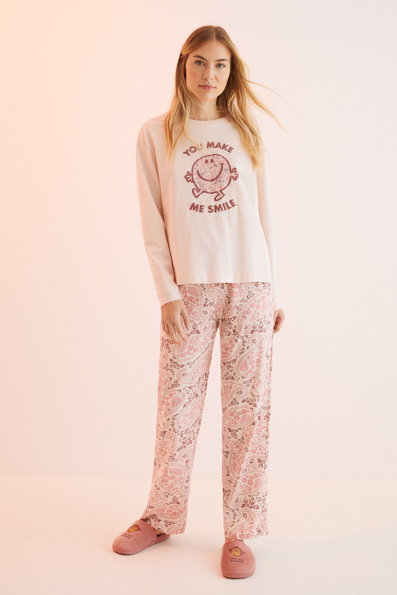 Camiseta de manga comprida Mr. Men & Little Miss 100% algodão - Rosa