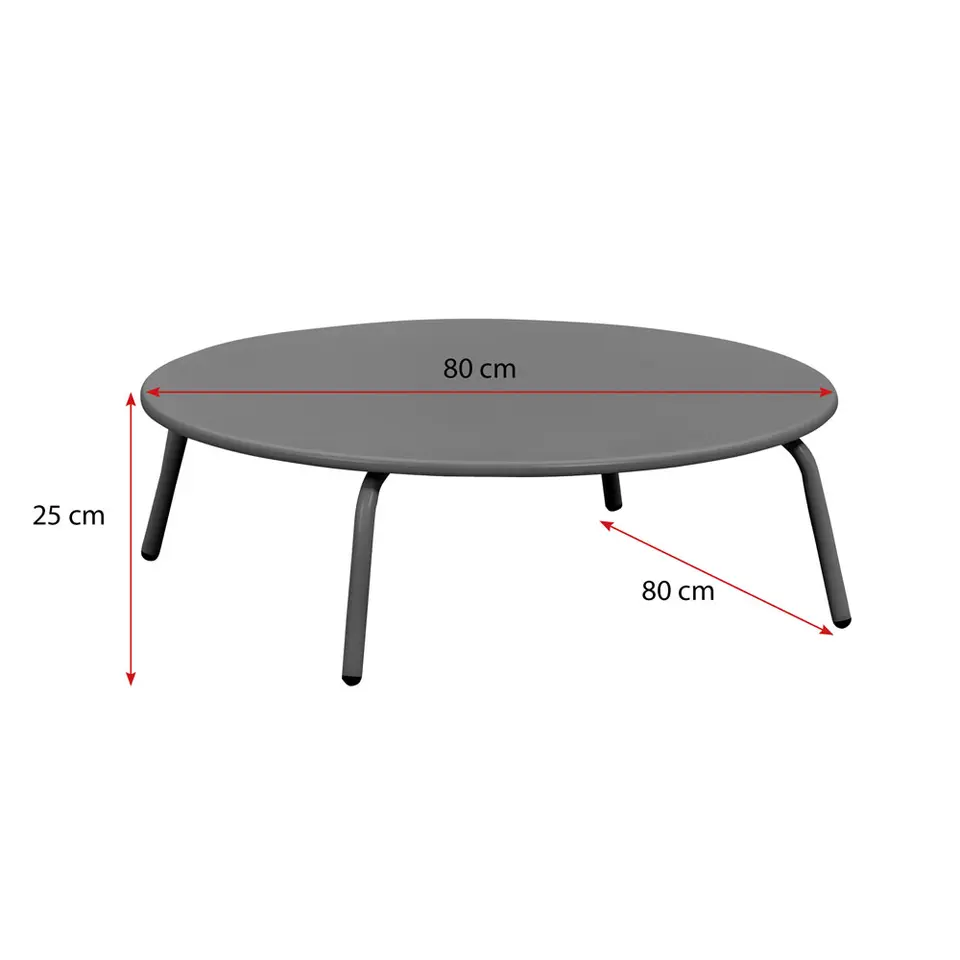 Bijzettafel Montreal - antraciet/metaal - Ø80 cm