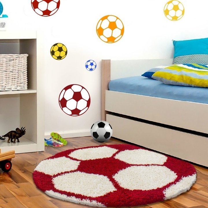 Rond Hoogpolig vloerkleed - Fun Rood | Sfeervolle kinderkamer