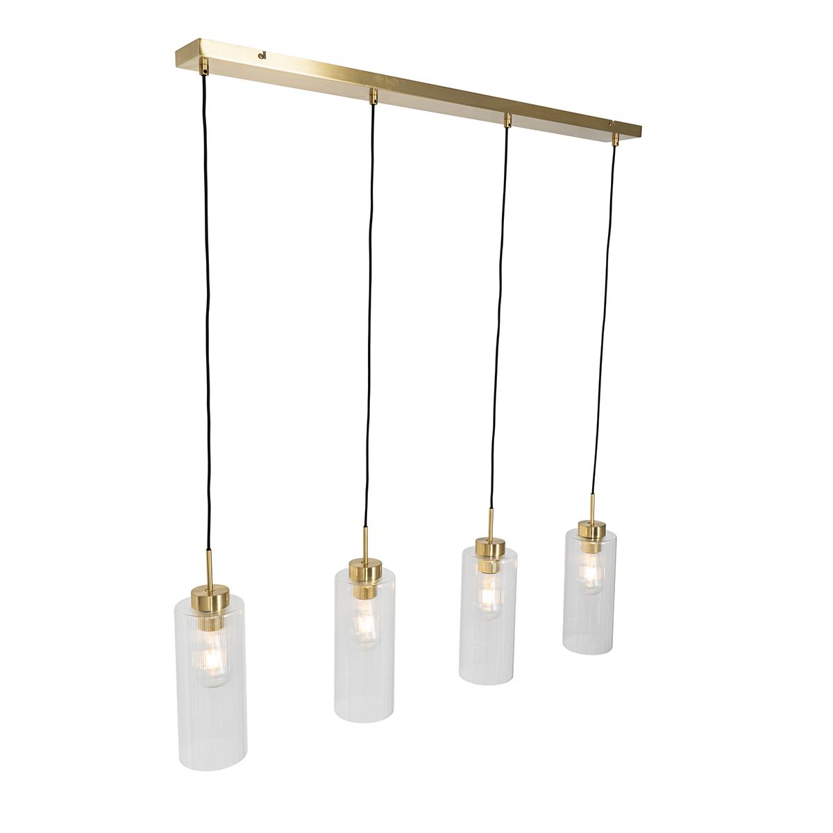 Art Deco hanglamp goud met glas 4-lichts - Laura