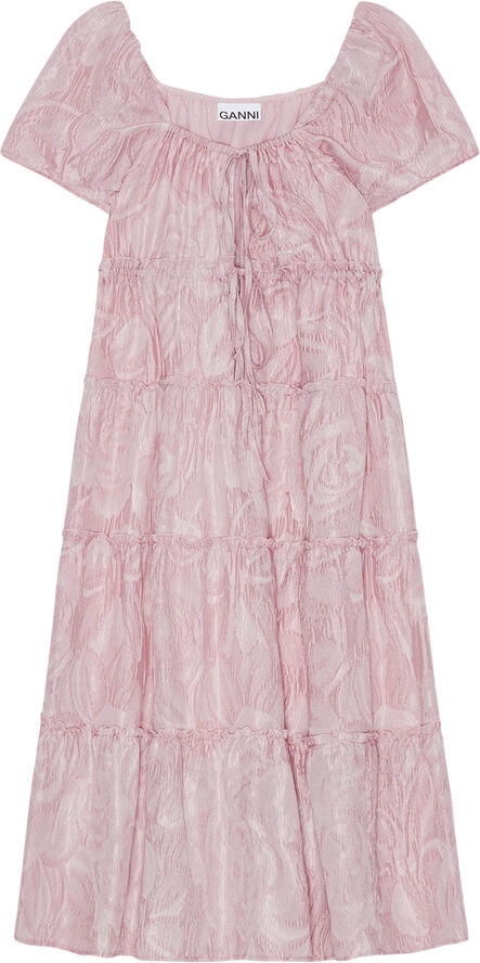 Ganni Textured Cloqué Layer Dress Bleached mauve