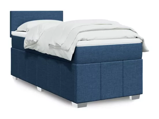 Sommier à lattes de lit avec matelas Bleu 90x190 cm Tissu