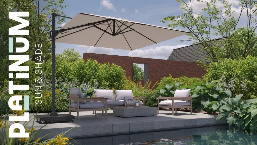 Platinum Sun & Shade zweefparasol Challenger T2 crème 98+UV 300 x 300 x 265 cm