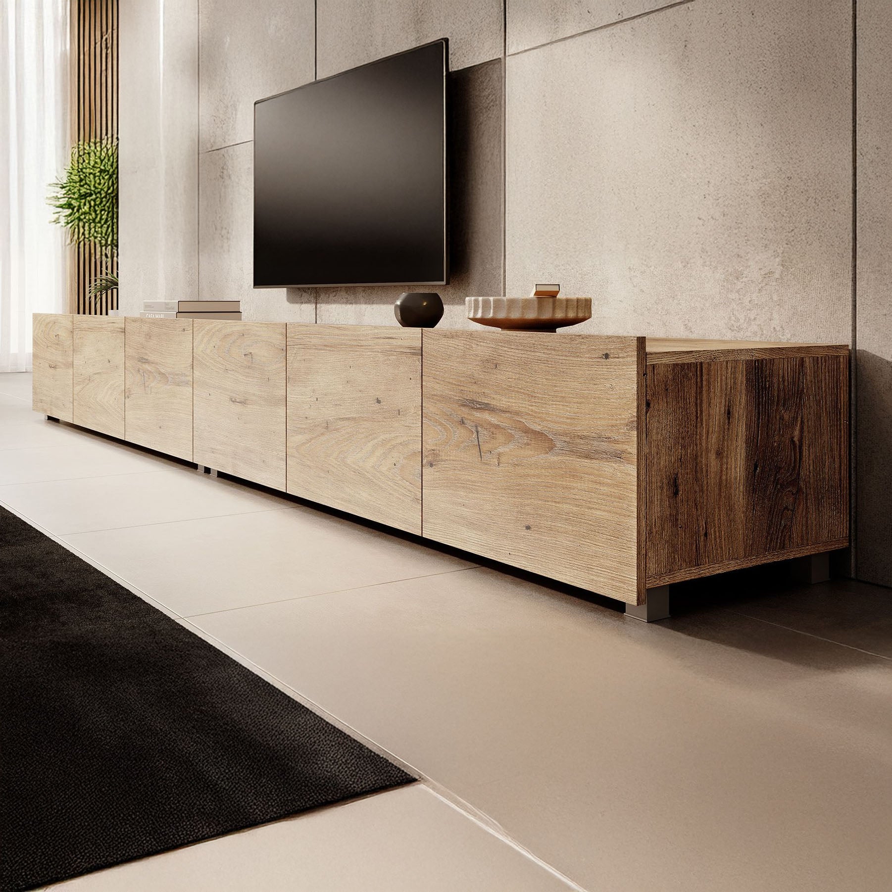 Calabas - TV-Meubel met 6 deuren - Kastanje - 300x43x37 cm