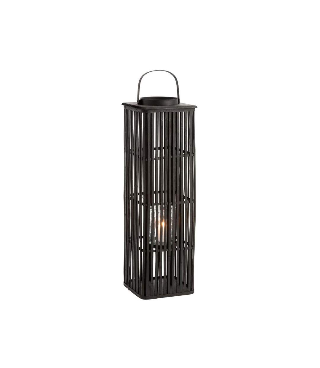 Paris Prix - Lanterne Déco En Bambou longue 89cm Noir