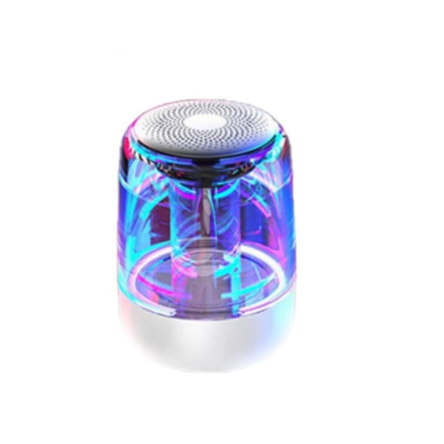 Bærbar Bluetooth 5.3-højttaler med LED-lys – gennemsigtigt design, trådløs lydoplevelse Hvid