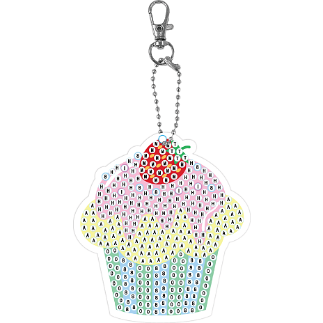 Diamond art cupcake nøglering - 8x7,5 cm
