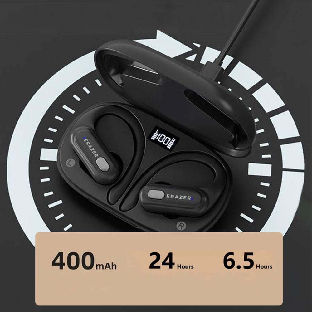 Erazer (by Lenovo) - Erazer XT60Pro Bluetooth 5.3 TWS In-Ear Sport OhrClip Kopfhörer Headset mit Ladecase (400mAh) - Schwarz