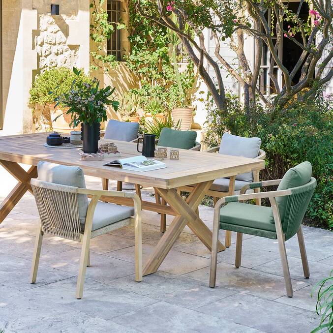 Table de jardin rectangulaire XENIA Eucalyptus