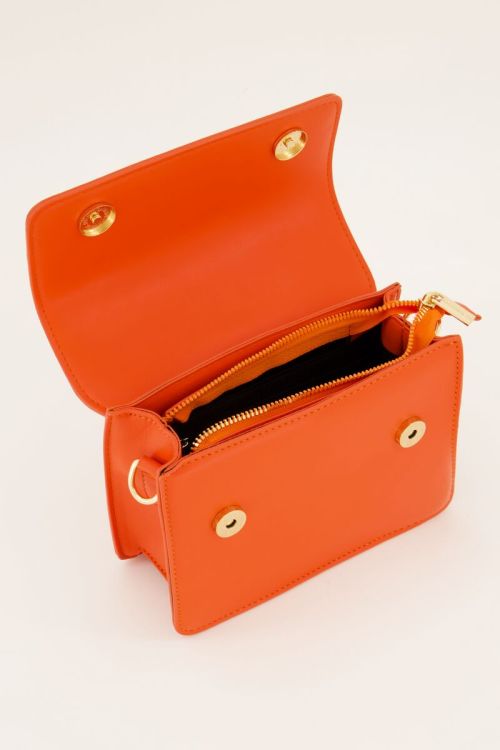 Oranje leather look crossbody tas