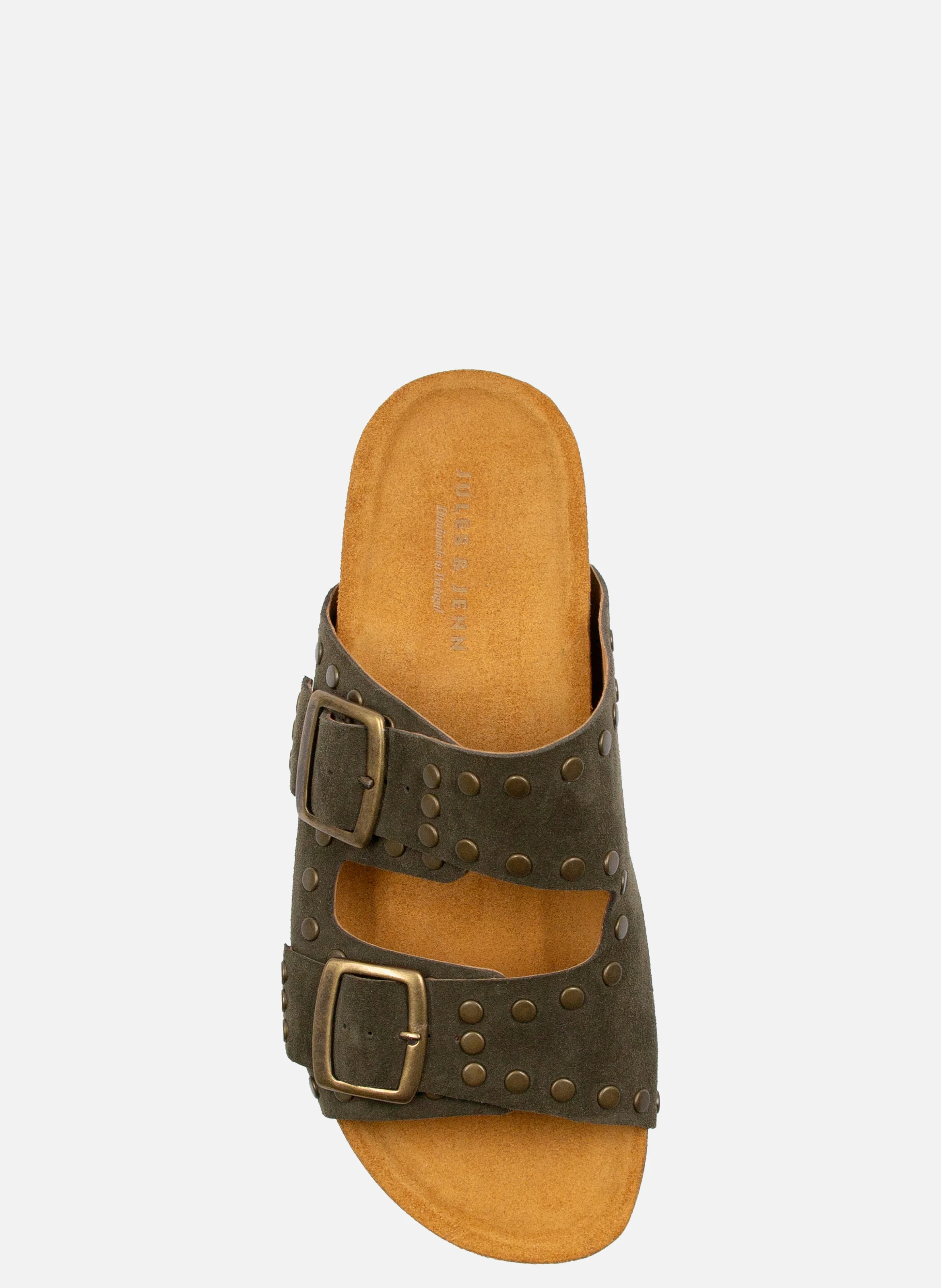 Mules liège clous cuir daim | Vert