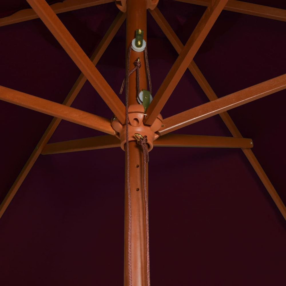 Parasol d'extérieur avec mât en bois 200 x 300 cm rouge bordeaux