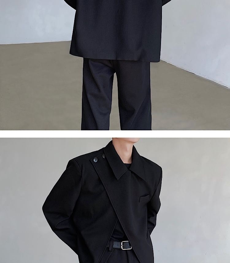 Orungeetun - Asymmetrische blazer met lange mouwen en effen kleur