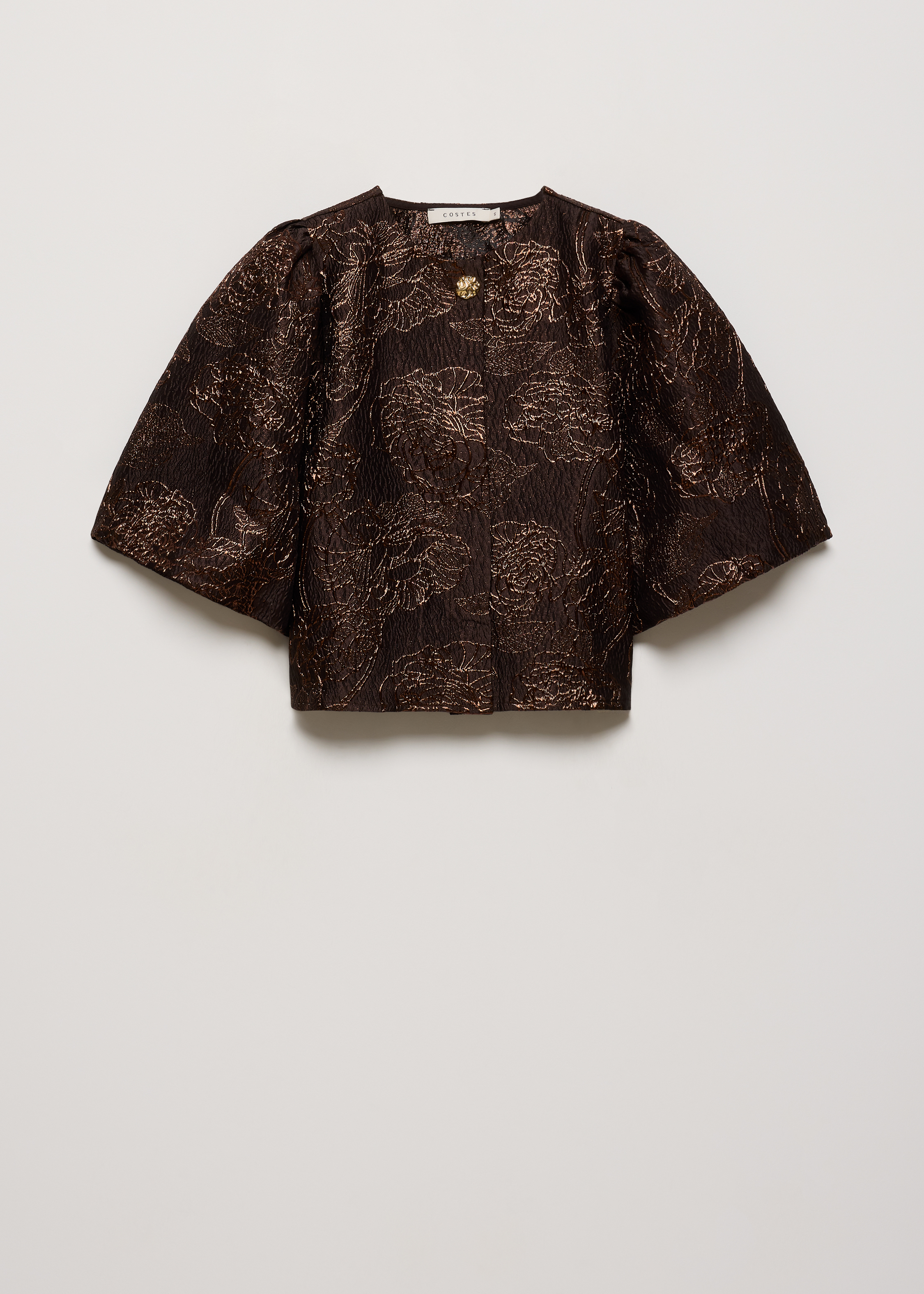 Jacquard blouse met sierknoop