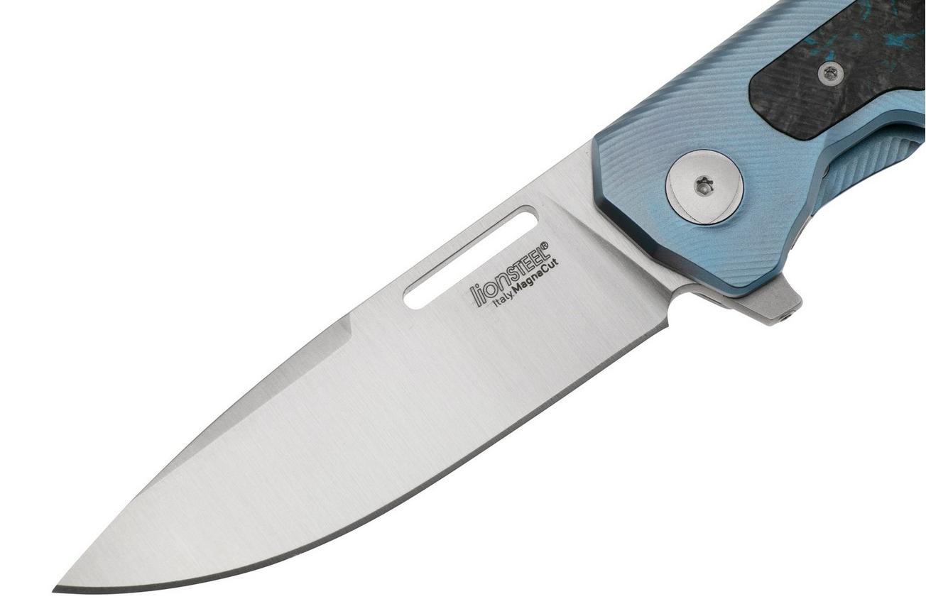 LionSteel Q4ttro, Satin MagnaCut, Blue Titanium Carbon Fiber Inlay, zakmes, Michele Pensato design